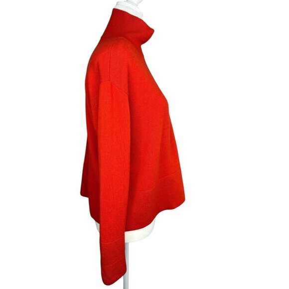 Everlane Women's Poppy Red High Neck Long Sleeve Cashmere Sweater S/C42.3 - Picture 3 of 14
